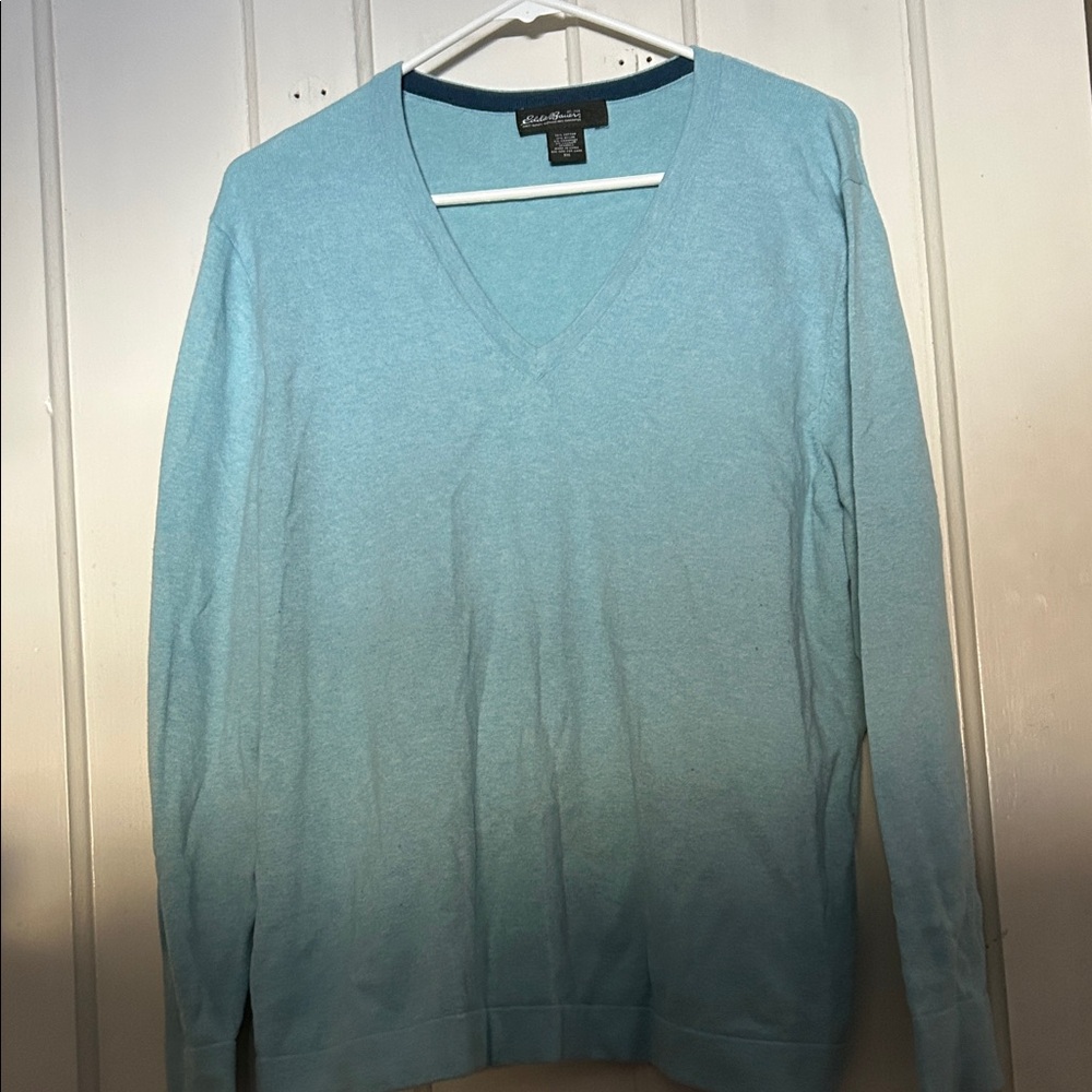 Eddie Bauer Sky Blue V-Neck Sweater